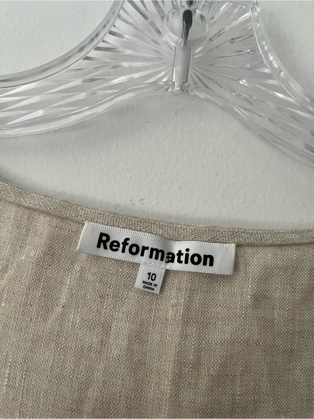Reformation Jill Mini Dress 100% Linen Sleeveless Button Down 10 Beige - Picture 6 of 10
